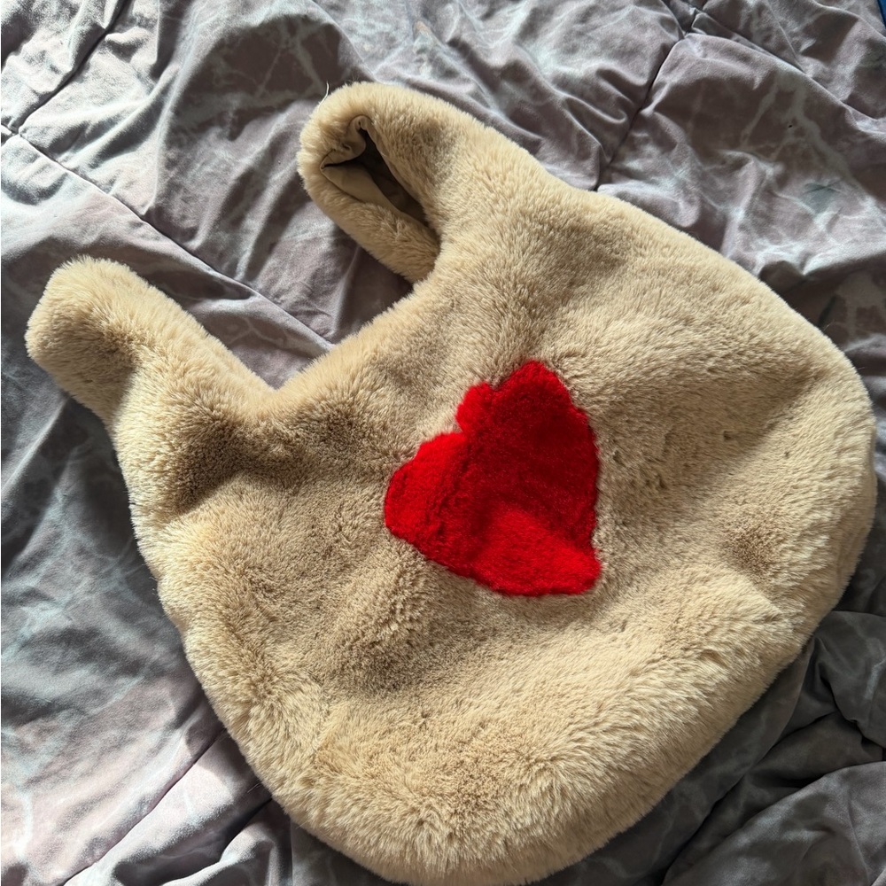 Authentic Alex Max Plush Beige Bag with Red Accent